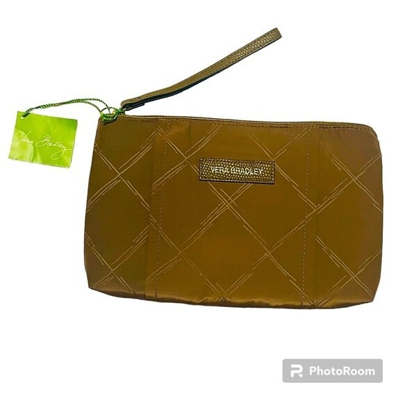 Vera Bradley Preppy Poly Large Wristlet Brown Fabric - Picture 1 of 5